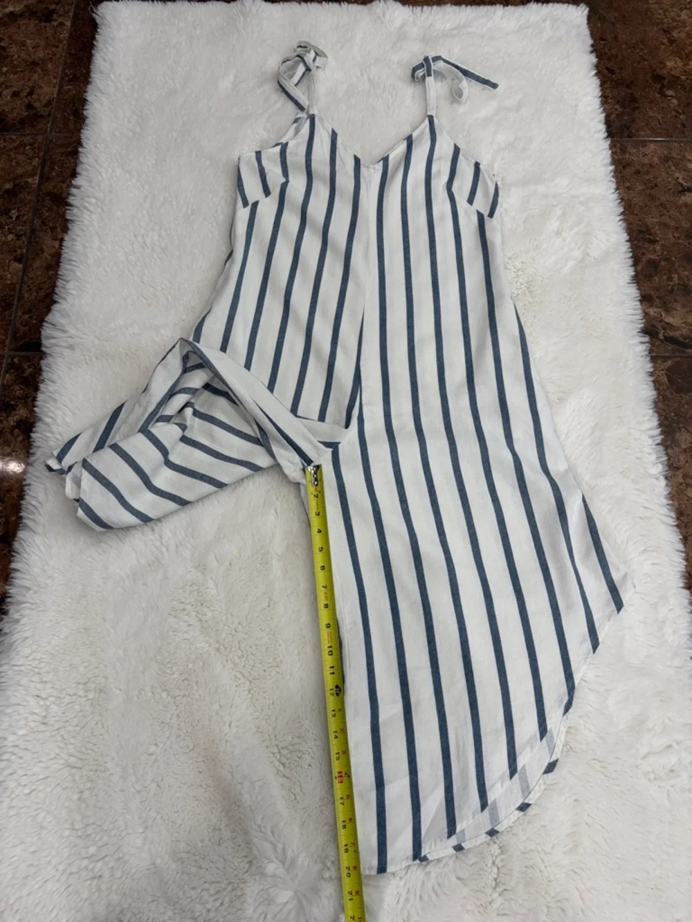 VINCE CAMUTO,size S,Sleeveless Striped Tie-Shoulder Jumpsuit - Blue & White - Picture 15 of 16